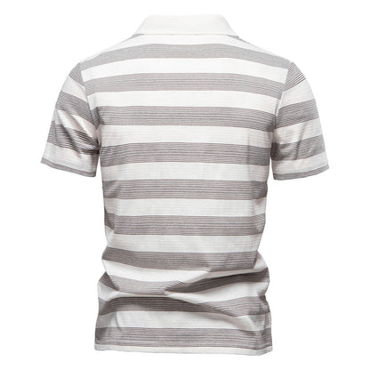 Herren Polo-Shirt Modern V-Ausschnitt Streifenmuster