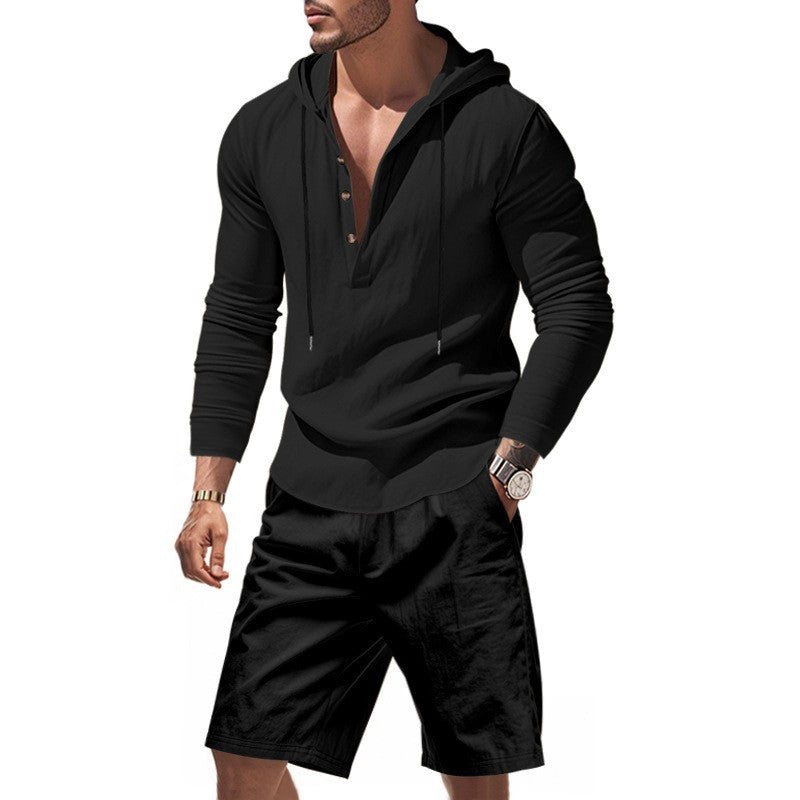 Herren Kapuzenshirt mit kurzer Hose Casual Sportlich