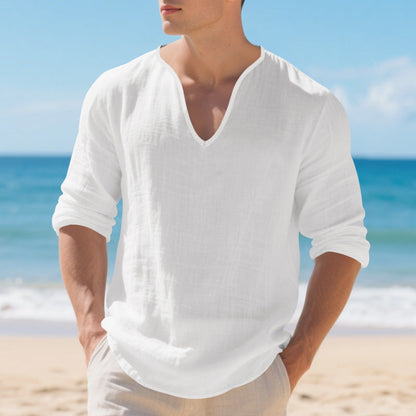 Herren Langarmshirt V-Ausschnitt Modern Lässig