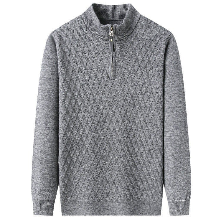 Herren Strickpullover Rautenmuster Reißverschluss Modern