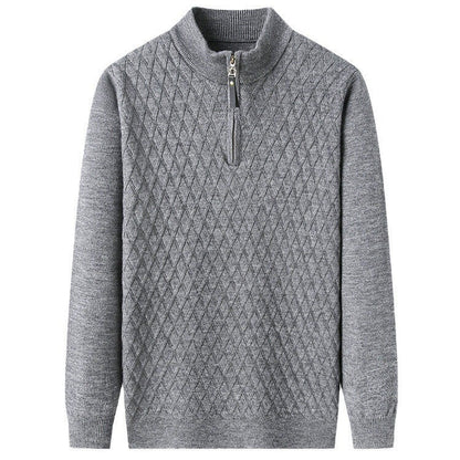 Herren Strickpullover Rautenmuster Reißverschluss Modern