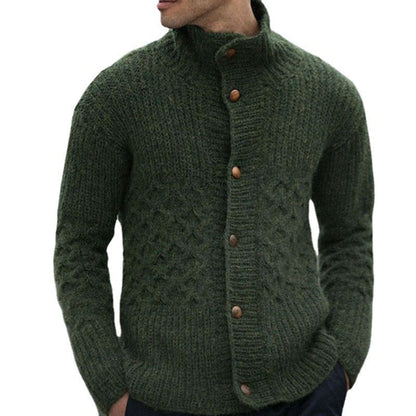 Herren Strickjacke Zopfmuster Stehkragen Modern