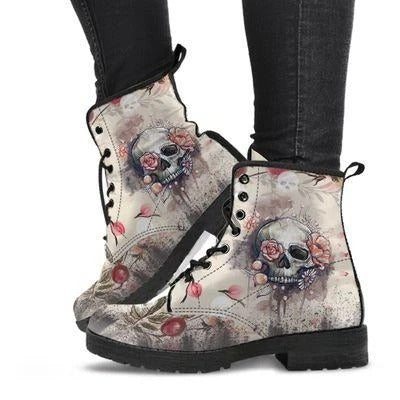 Damen Stiefeletten mit Totenkopf-Design Robust Schwarz