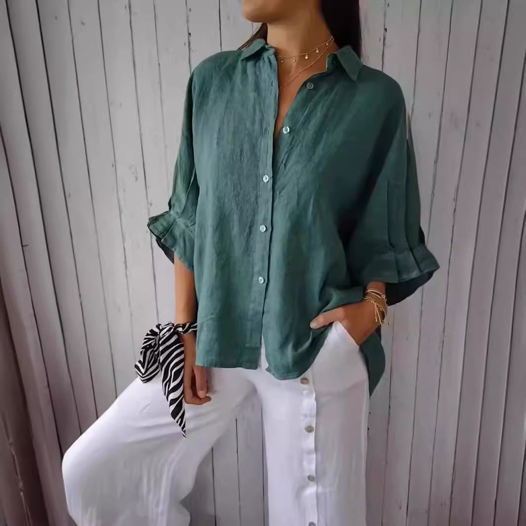 Leichte Damen Leinenbluse mit lockerer Passform Sommer