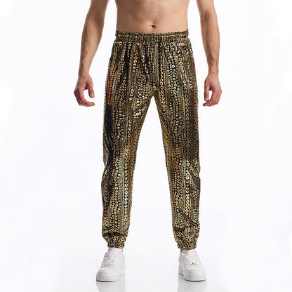 Herren Jogginghose Glitzer Pailletten Schwarz Modern
