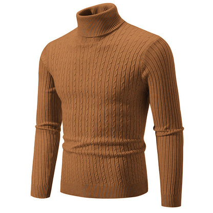 Herren Rollkragenpullover Strukturiert Zopfmuster Modisch