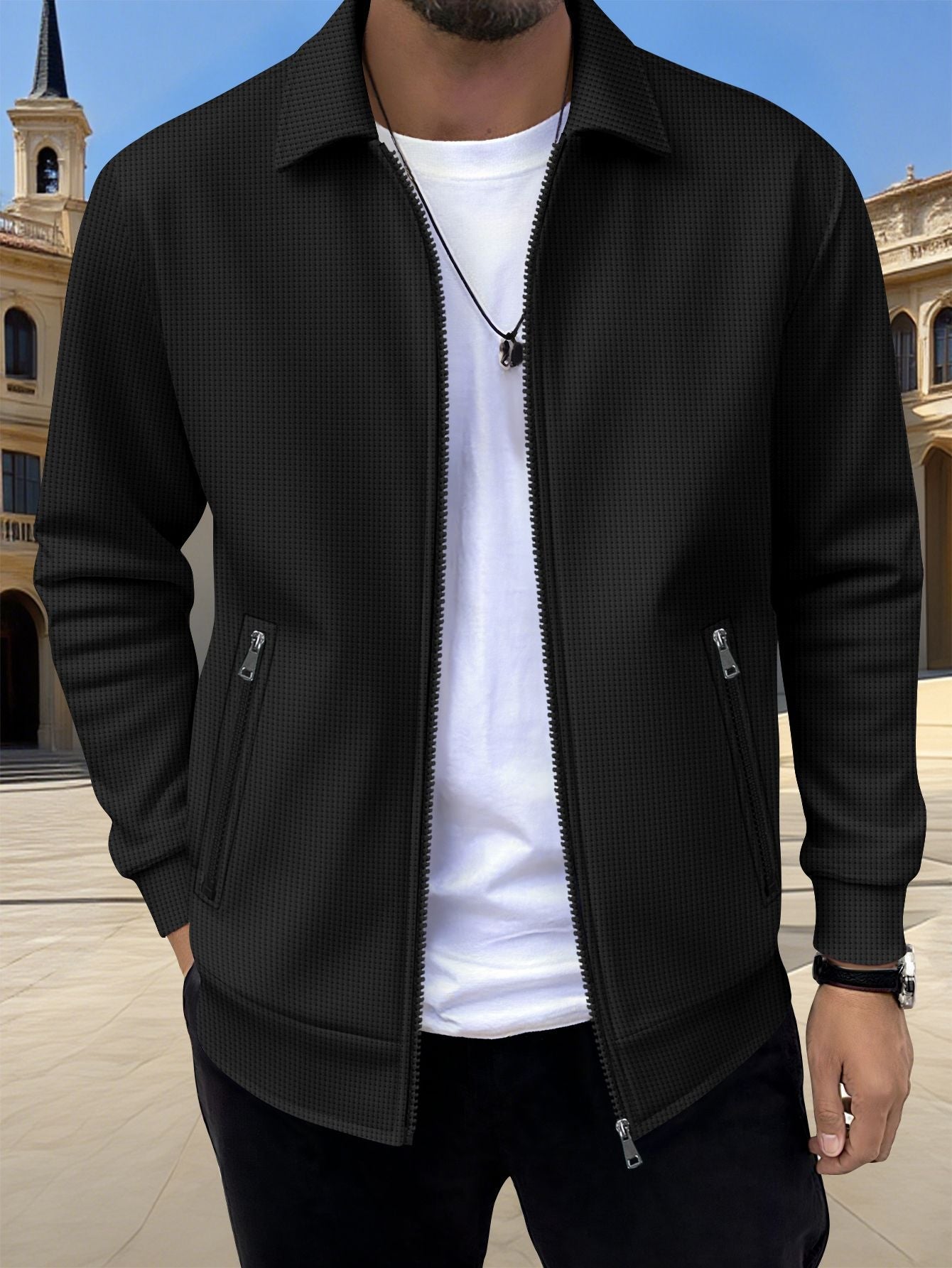 Herren Freizeitjacke Lässig mit Reißverschlusstaschen Modern