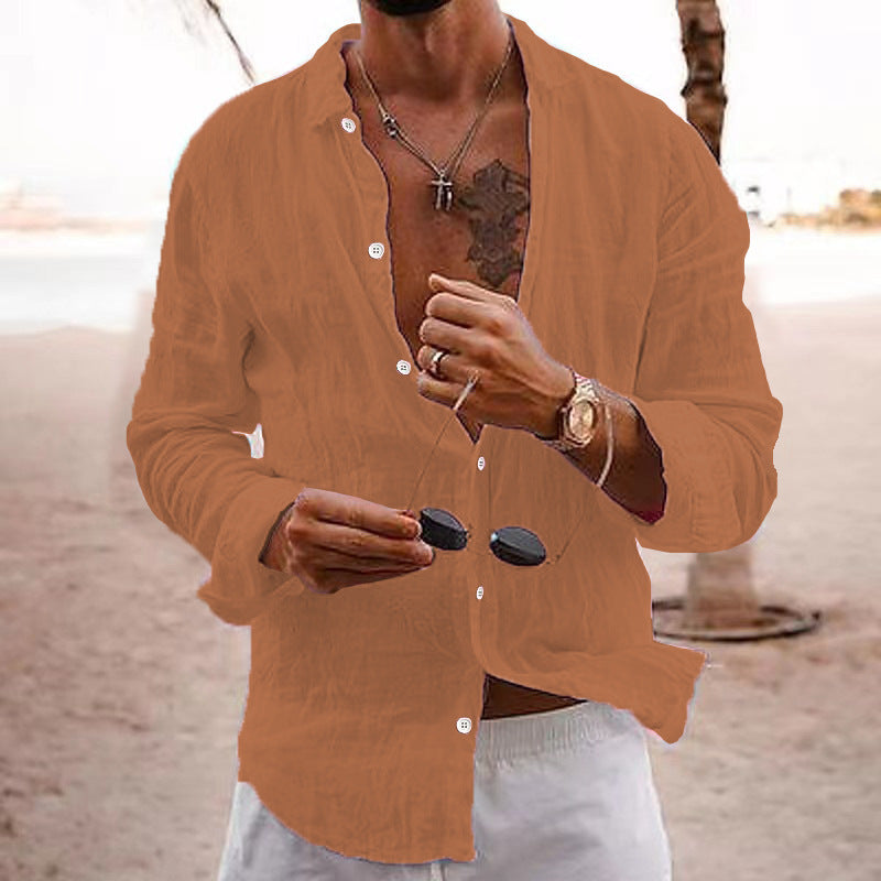 Leinenhemd Herren Lässig Sommer Modern