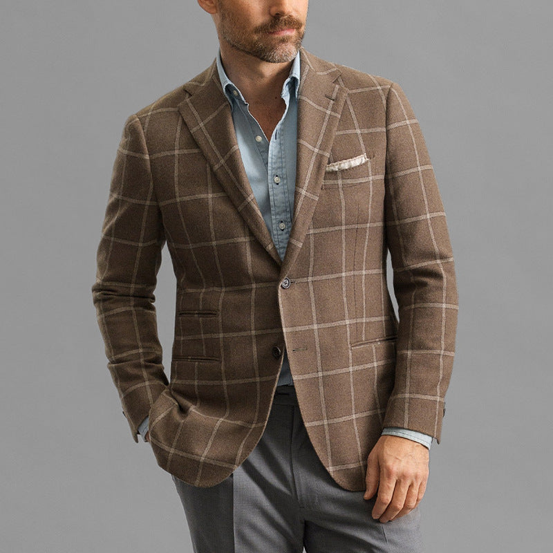 Herren Wollblazer Kariert Klassisch Elegant