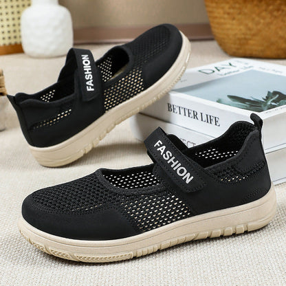 Damen Sneaker Atmungsaktiv Freizeit Schuh mit Klettverschluss