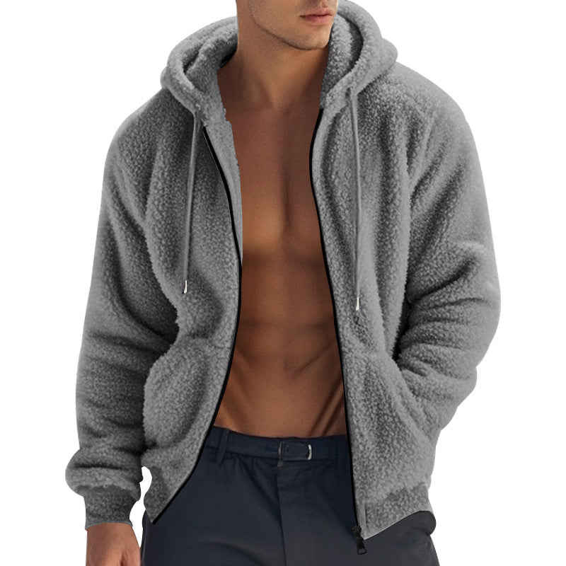 Herren Fleecejacke Kapuze Weich Warm