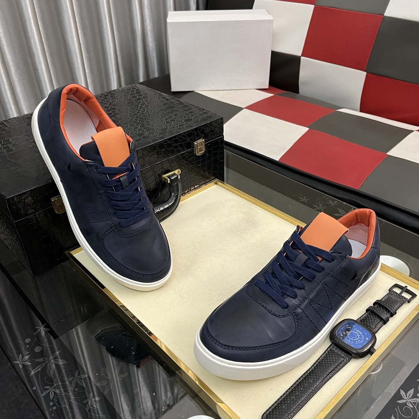 Herren Leder Sneaker Lässig Modern von Heidi Mode