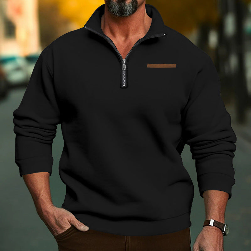 Herren Fleece-Hoodie Modern mit Reißverschluss Hochkragen