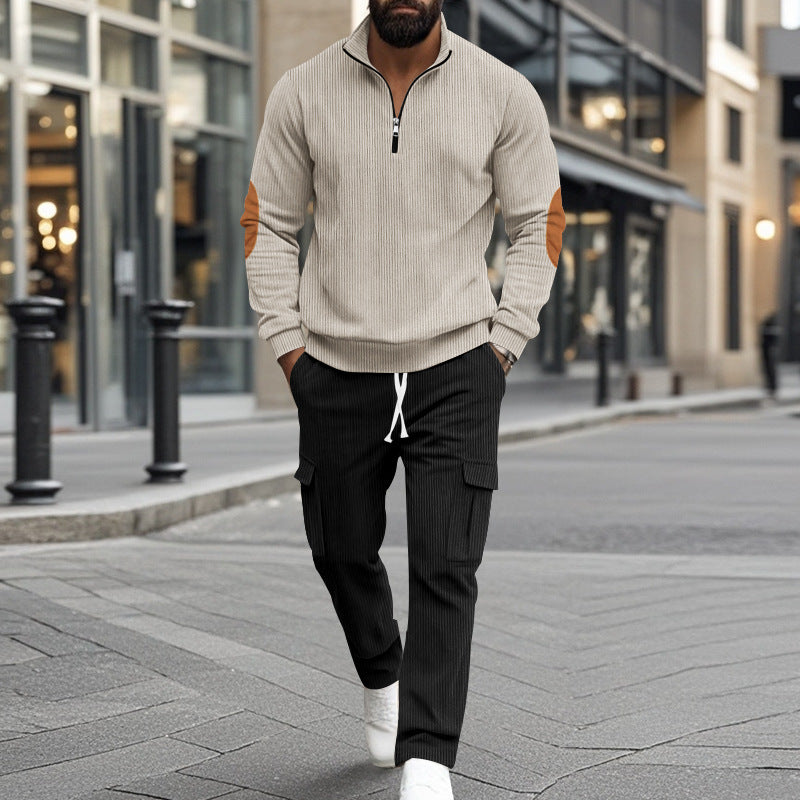 Herren Fleece Pullover Sportlich mit Reißverschluss