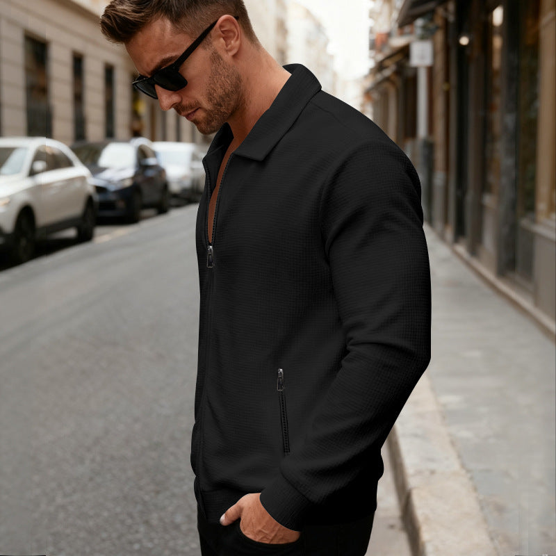 Herren Sportjacke Funktionell Mit Stehkragen Und Reißverschlusstaschen