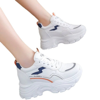 Damen Plateau Sneaker Sportlich Weich mit Dämpfung