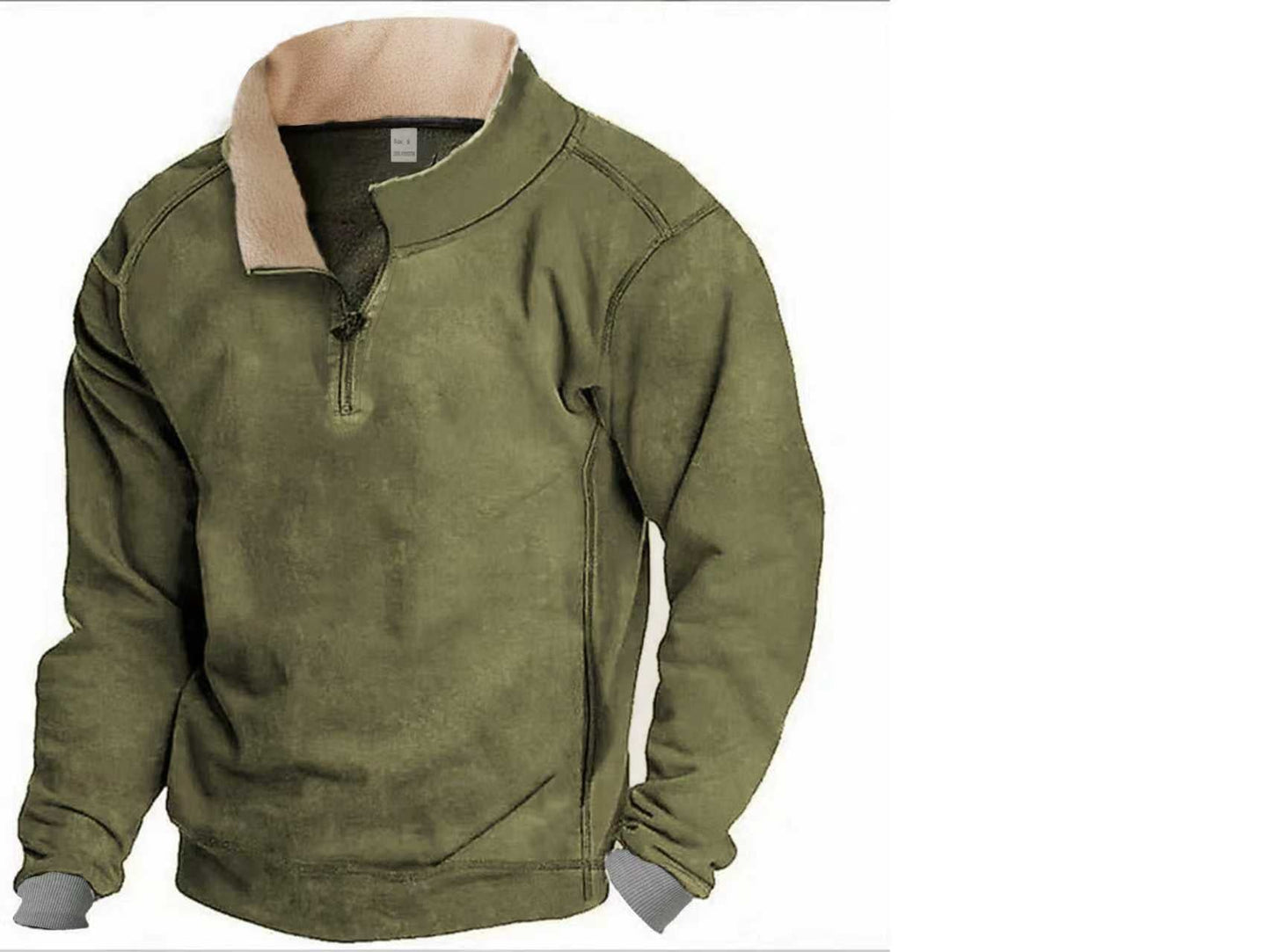 Herren Fleece-Pullover Warm Mit Kragen Und Taschen