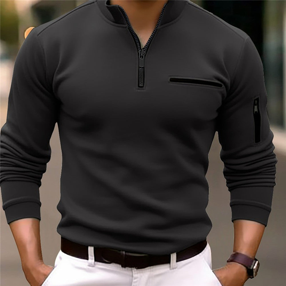 Herren Pullover Langarm Stehkragen Reißverschluss Modern