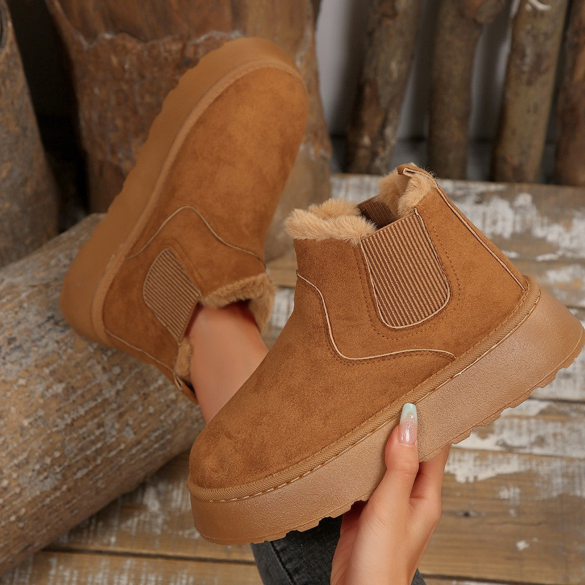 Damen Ankle Boots Warm Kuschelig Rutschfest