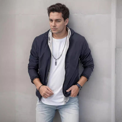 Herren Sportjacke Übergangsmodell Mit Kapuze Elastisch - BerlinGlamour