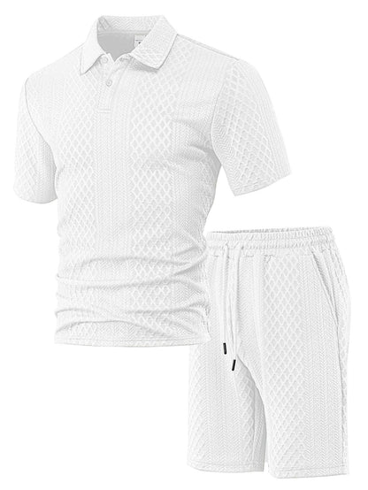 Herren Outfit 2-teilig Mit Taschen Strukturiert Modern