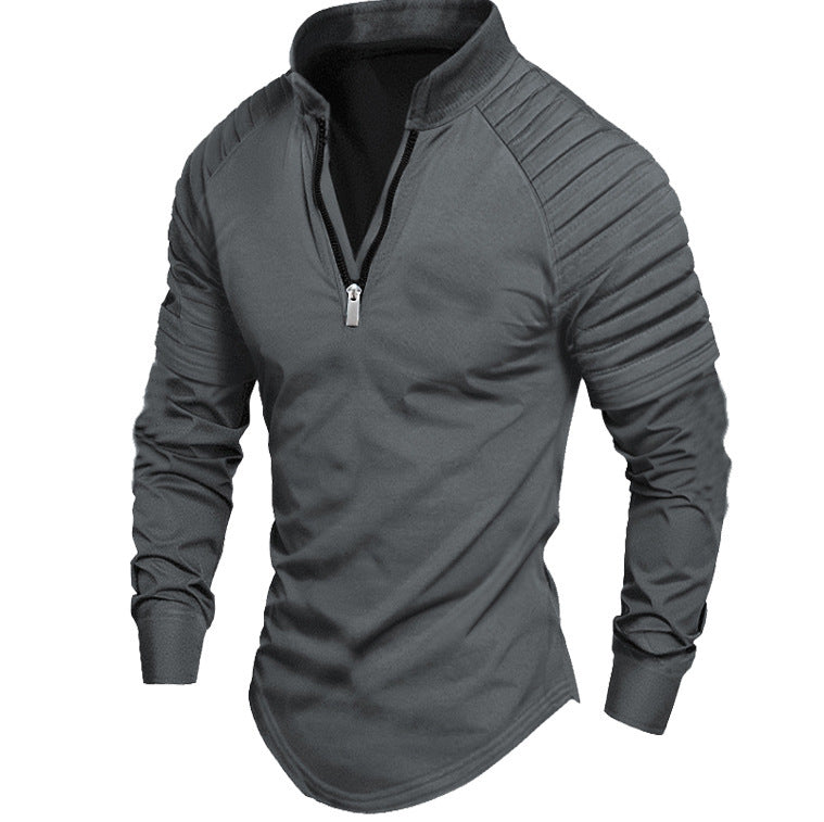 Herren Langarmshirt Sportlich Mit Hochem Kragen