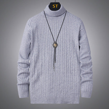 Herren Pullover Rollkragen Strick Zopfmuster Modern