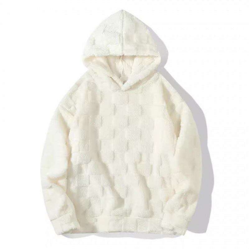 Herren Fleece Hoodie Gemütlich Strukturiert Grau