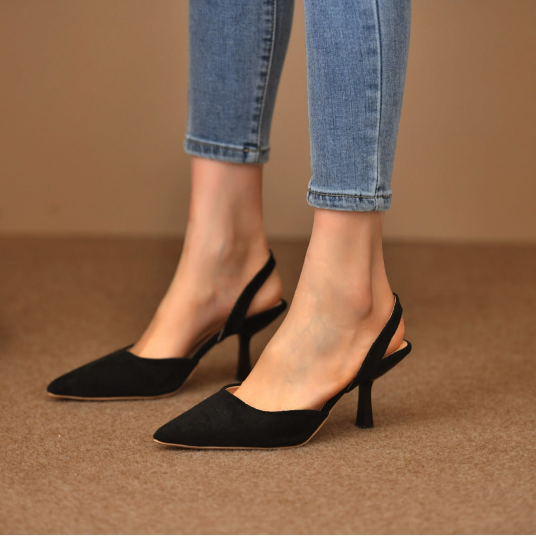 Damen Pumps Slingback Weichleder Elegant Spitze