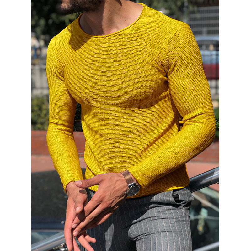 Herren Langarmshirt Modern Strukturiert Slim Fit