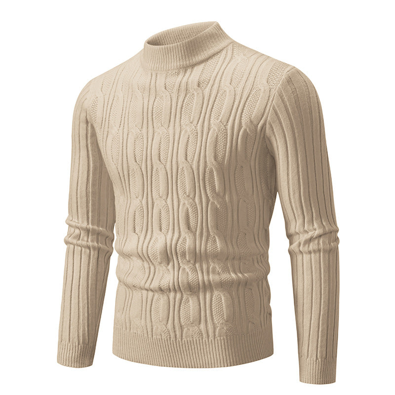 Herren Strickpullover Hochkragen mit Zopfmuster Modern