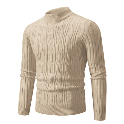Herren Strickpullover Hochkragen mit Zopfmuster Modern