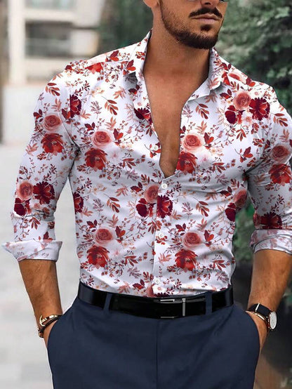Herren Langarmhemd Floral Modern Slimfit