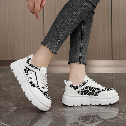 Damen Sneaker Sportlich Leopardenmuster Chunky Sohle