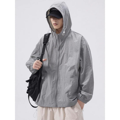 Herren Windjacke Leicht Wasserdicht mit Taschen Kapuze Verstellbar