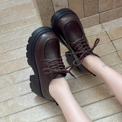 Damen Plateauschuhe Robust Schnürschuhe Modisch