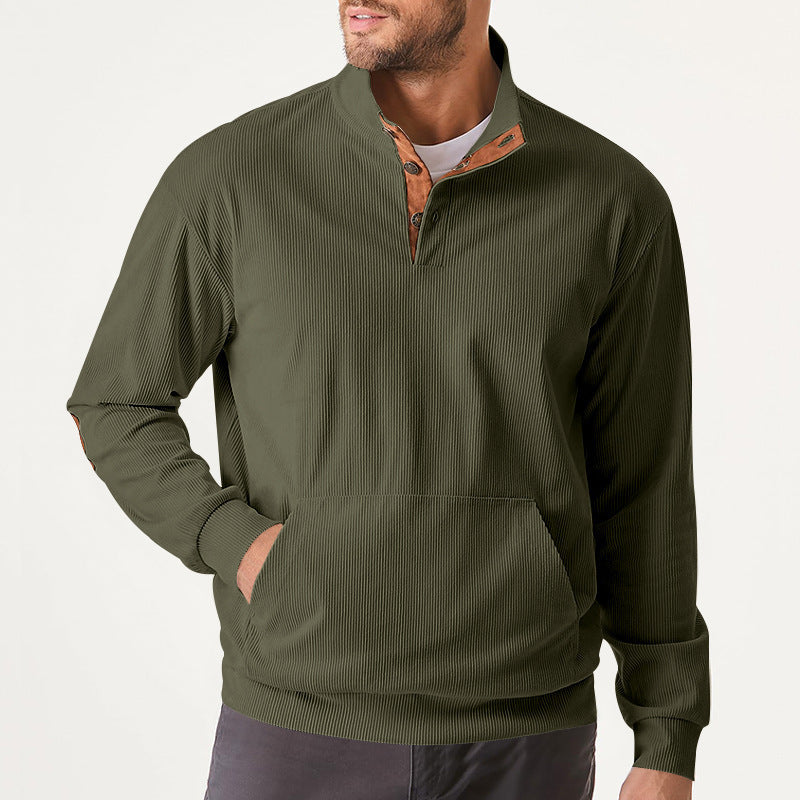 Herren Sweatpullover Stehkragen Kängurutasche Sportlich Modern