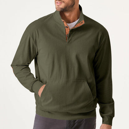 Herren Sweatpullover Stehkragen Kängurutasche Sportlich Modern