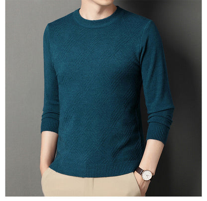 Herren Pullover Rundhals Strukturiert Elegante Mode