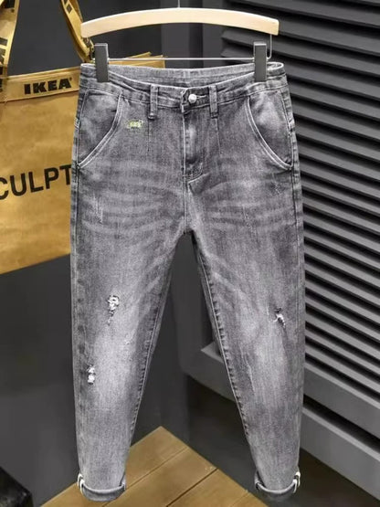 Herren Jeans Used Look Slim Fit Darkwash