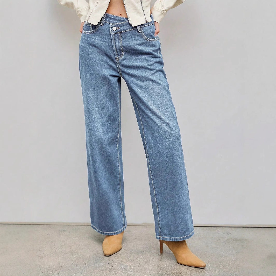 Moderne Wide-Leg Jeans Damen Straight Fit