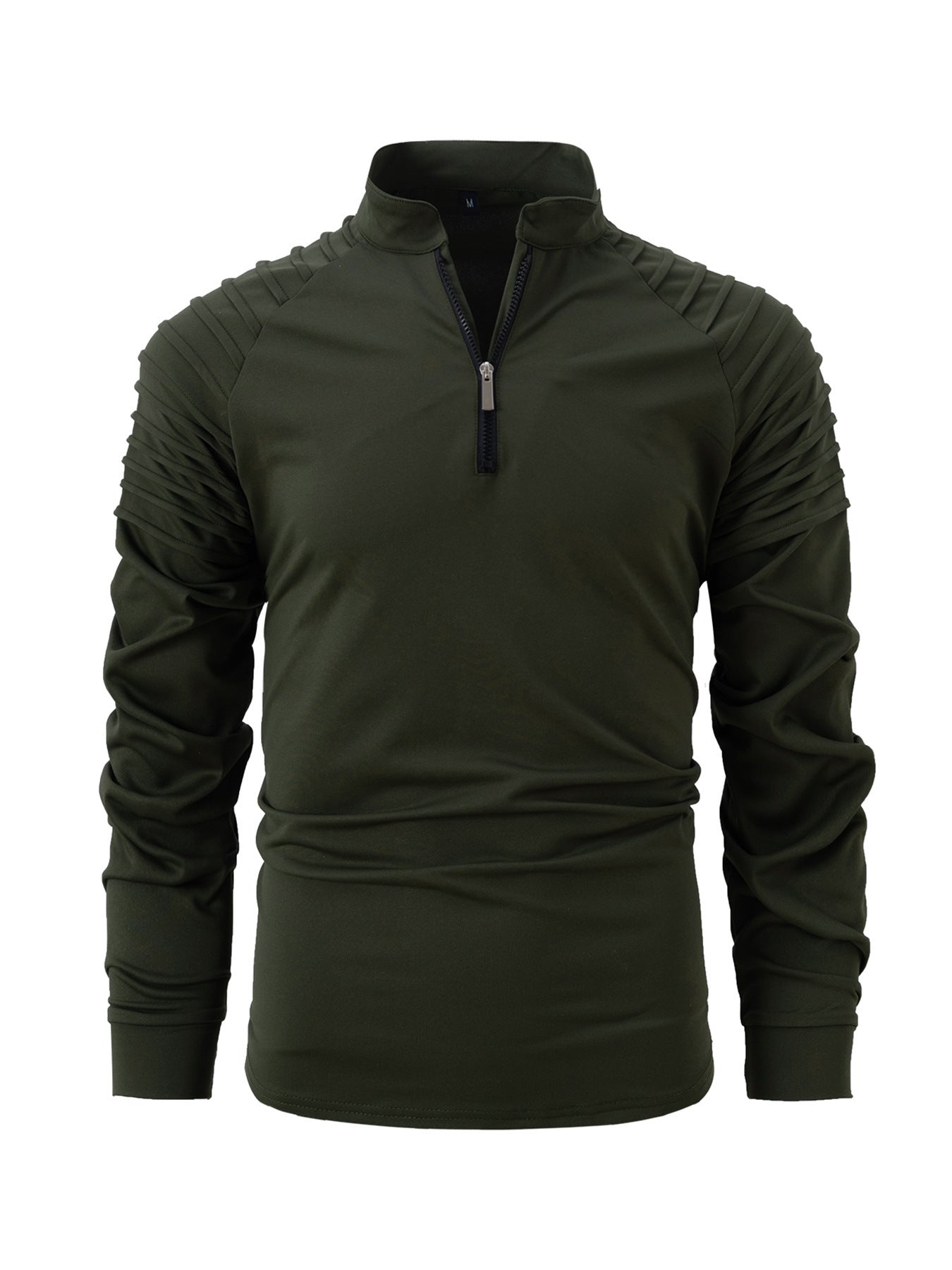 Herren Langarmshirt Sportlich Reißverschluss Rippdetails