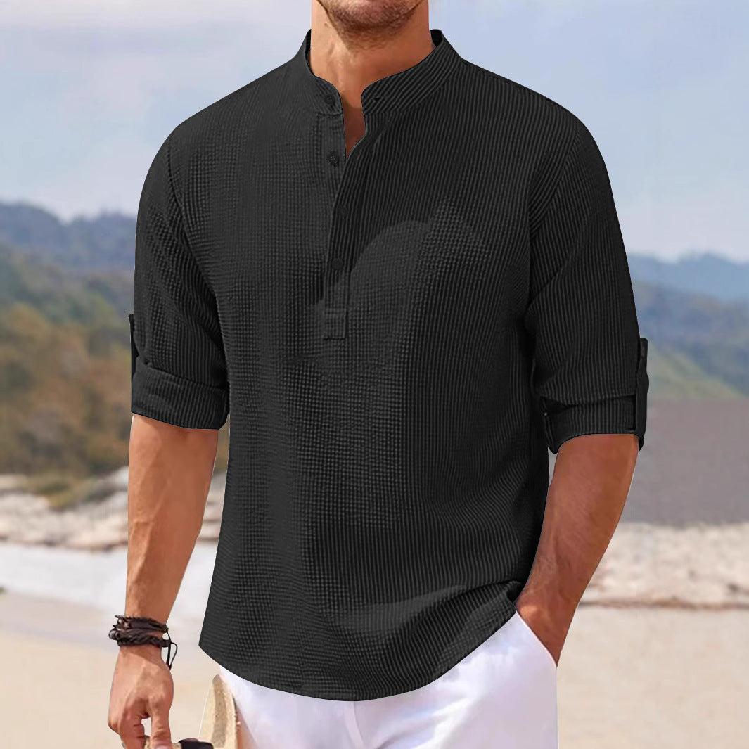 Herren Henley-Shirt Lässig Strukturiert Modern