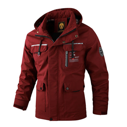 Wetterfeste Herrenjacke mit Kapuze und Taschen Waterproof