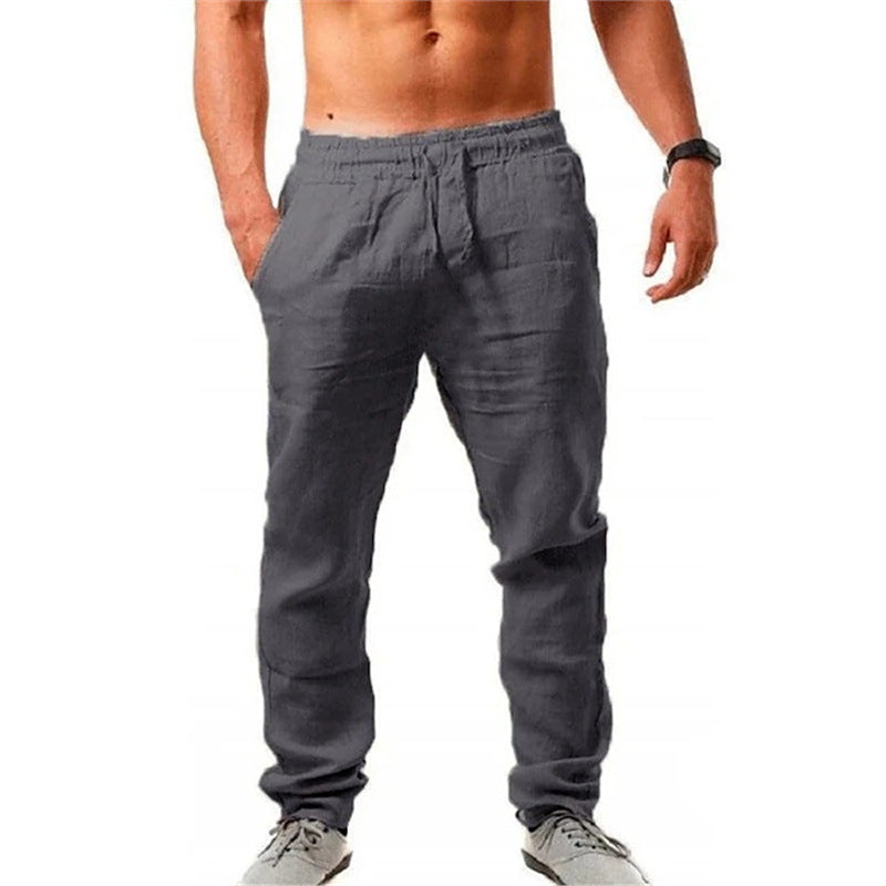 Herren Leinenhose Elastisch Bequem Sommerhose