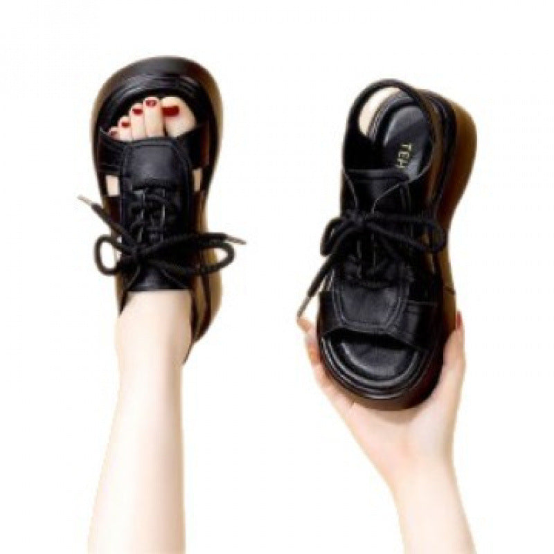 Damen Sandalen Sportlich Komfortabel Schnürsenkel