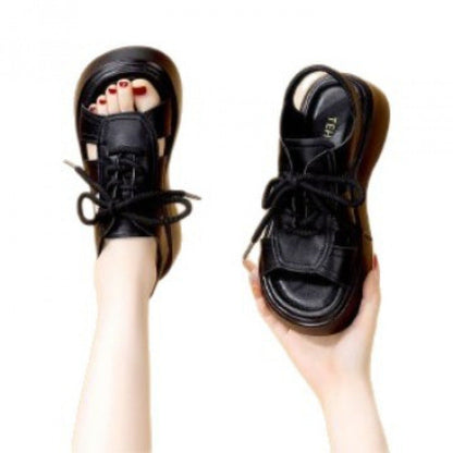 Damen Sandalen Sportlich Komfortabel Schnürsenkel