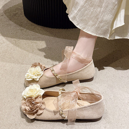 Damen Ballerinas Elegante Blumen Design