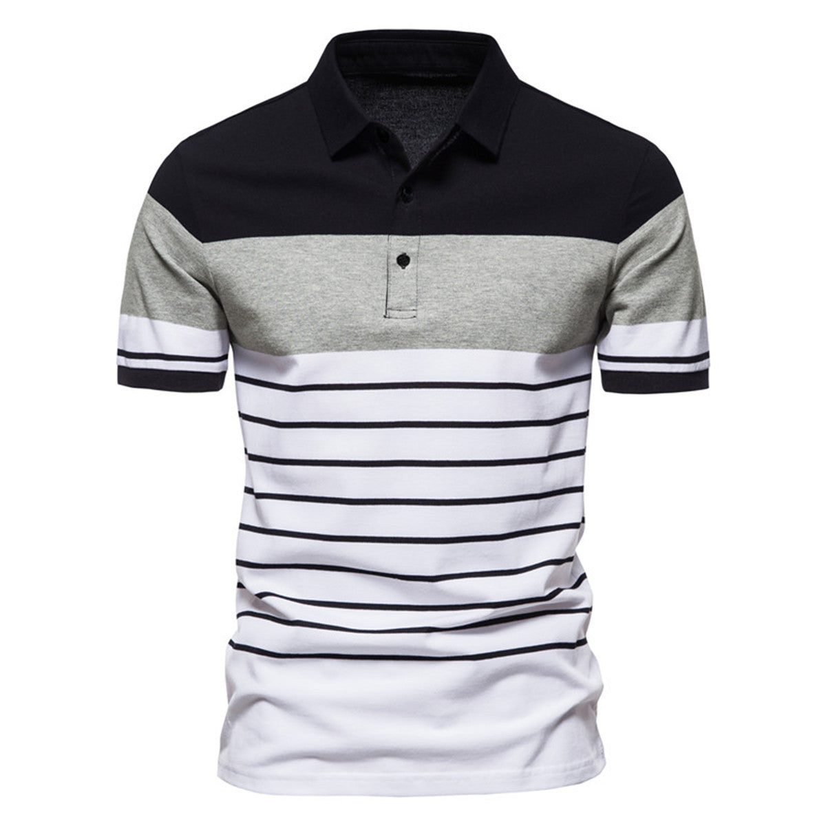 Herren Polo-Shirt Streifenmuster Baumwolle Modern