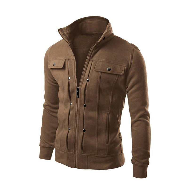 Herren Fleecejacke Modern mit Kragen und Taschen